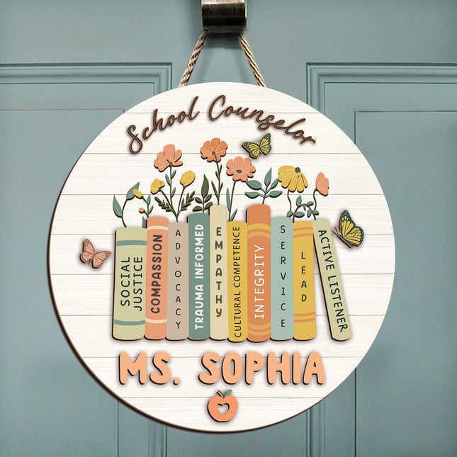Personalized School Counselor Door Hanger Gift For Teacher