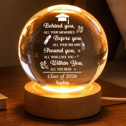 Before You All Your Dreams Graduation - Personalized Crystal Ball LED Night Light -  Gift For Daughter, Son