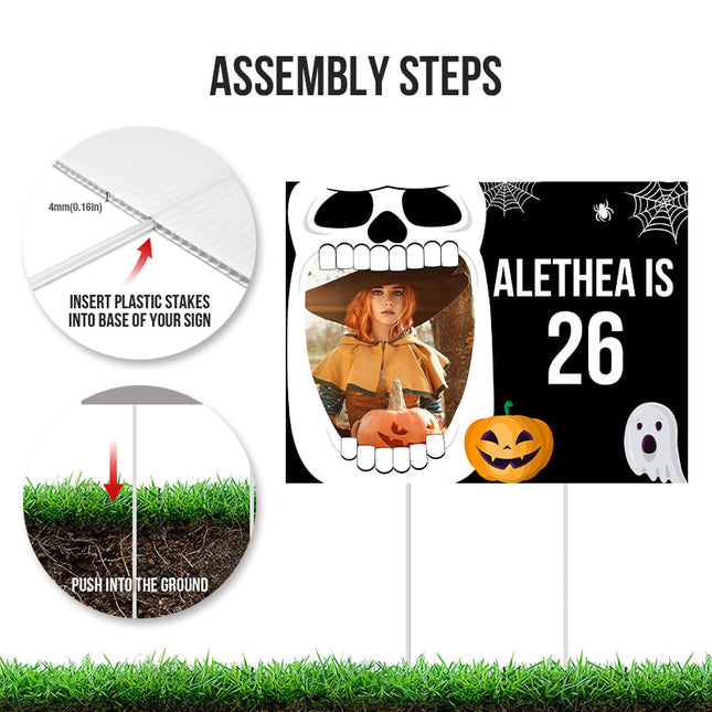 Custom Photo And Text Birthday & Halloween Yard Sign Happy Birthday Personalized Yard Sign