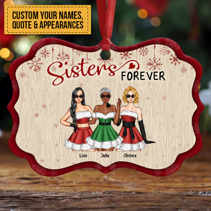 Besties Forever - Personalized Aluminum/ Wooden Ornament - Christmas, Birthday, Loving Gift For Besties, Friends, BFFs