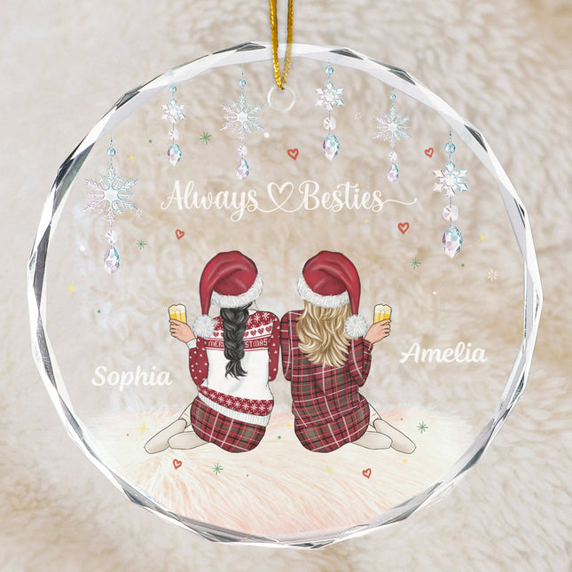 Always Besties - Personalized Glass Ornament - Gift For Bestie, Friend, Sister