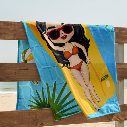 At The Beach Summer Vibes - Gift For Girlfriend - Personalized Beach Towel