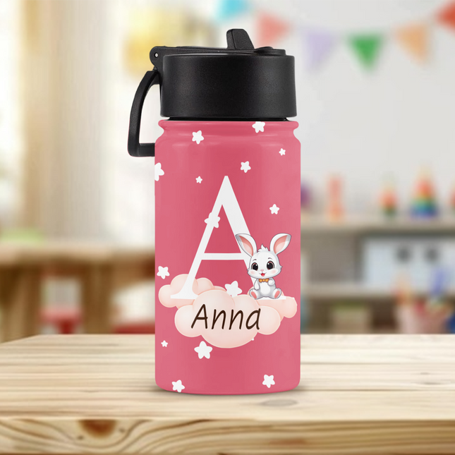 Custom Kid Name Cute Animal Kid Water Bottle Back To School Gift