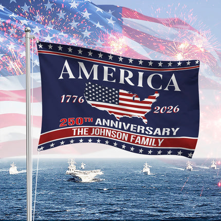 Personalized Family Name America 250th Anniversary Banner House Flag