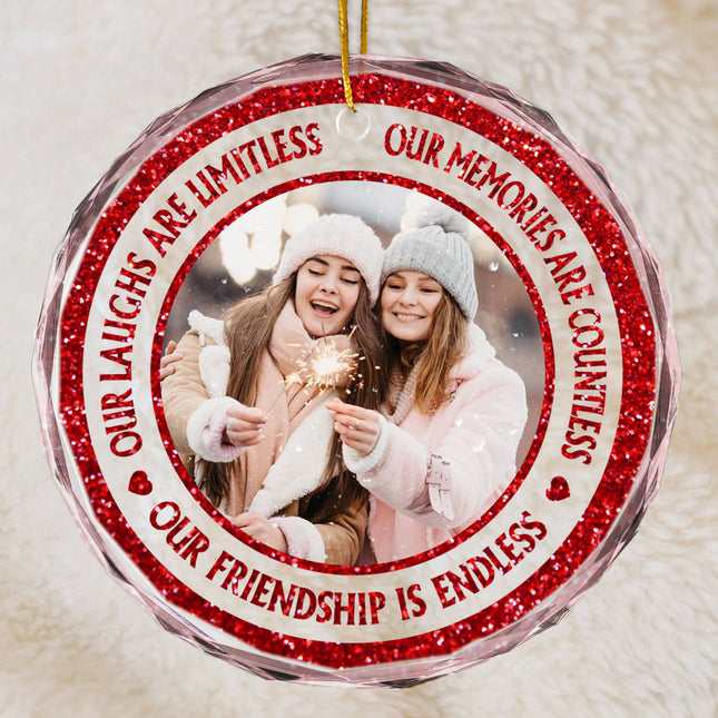 Bling Bling Glitter Custom Photo Ornament - Christmas Gift For Best Friends, Besties, Soul Sisters
