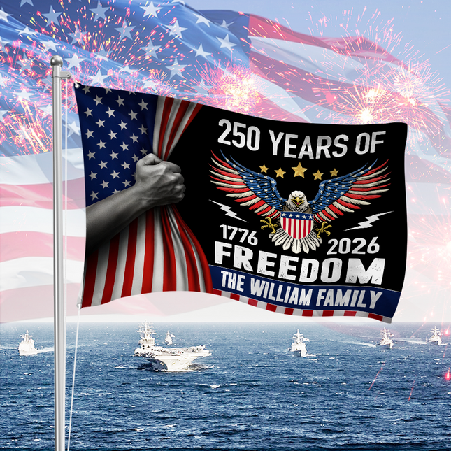 Custom Family Name Celebrate 250th Anniversary of America House Flag