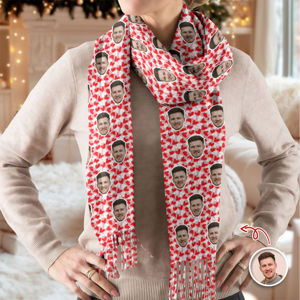 Custom Photo Wool Scarf Gift For Him, Her, Valentine