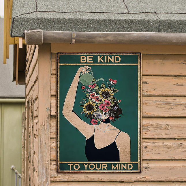 Artistic Portrait Watering Flowers -  Personalized Custom Metal Sign