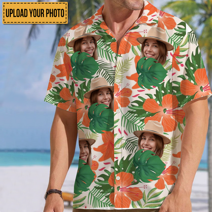 Interesting Cut Head Photo Flower Theme Summer Hawaii - Personalized Customized Hawaiian shirt