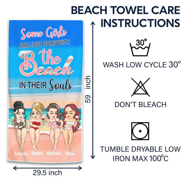 Personalized Custom Beach Towel Birthday Summer Gift For Beach Lovers, Besties, Soul Sisters, Sistas