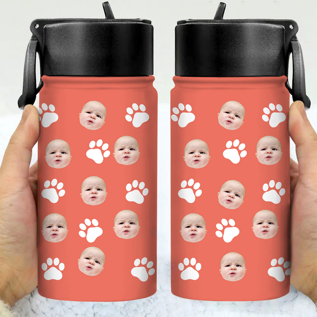 Custom Face Photo With Icon Back To School Water Bottle For Kid