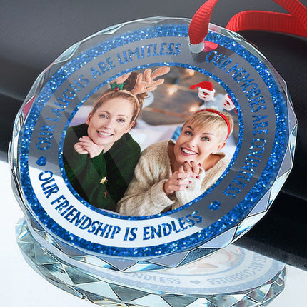 Bling Bling Glitter Custom Photo Ornament - Christmas Gift For Best Friends, Besties, Soul Sisters