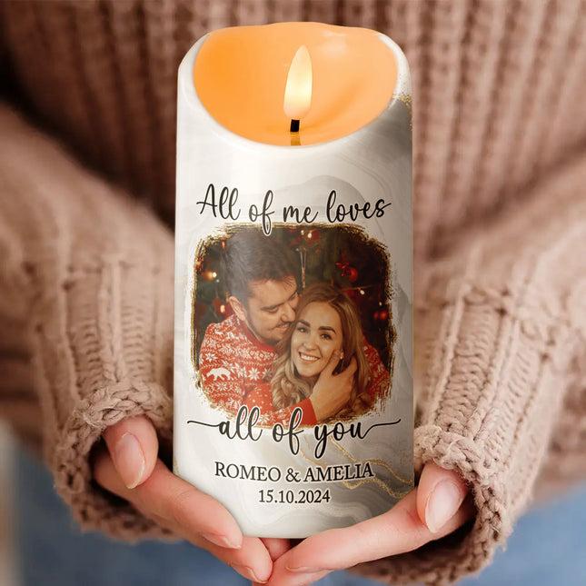 Custom Photo Our First Christmas - Customized Personalized Candle Led Light - Christmas Gift For Couple Husband Wife
