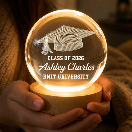 Class of Graduation Senior Cap Illusion - Personalized Crystal Ball LED Night Light -  Gift For Daughter, Son