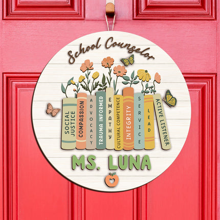 Personalized School Counselor Door Hanger Gift For Teacher