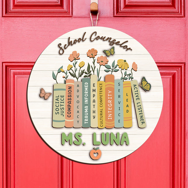 Personalized School Counselor Door Hanger Gift For Teacher