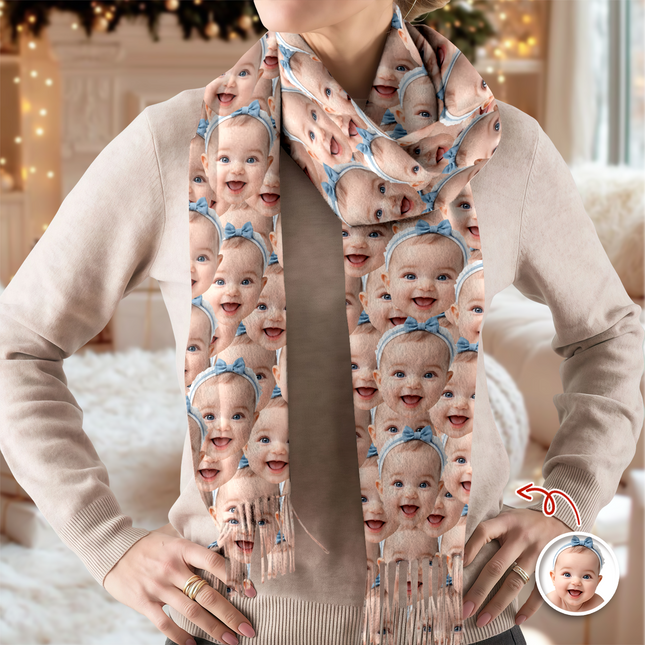 Custom Photo Wool Scarf Gift For Family