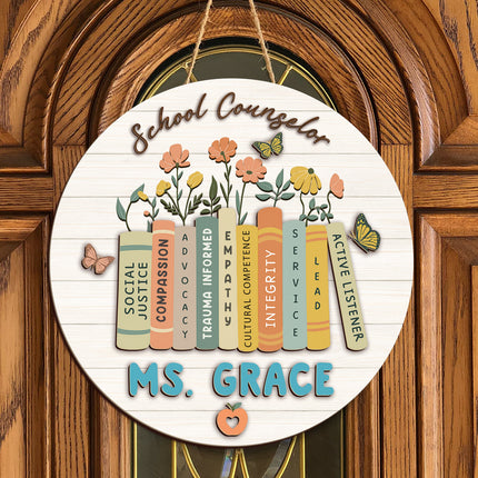 Personalized School Counselor Door Hanger Gift For Teacher