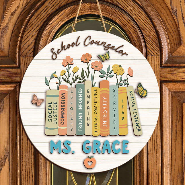 Personalized School Counselor Door Hanger Gift For Teacher