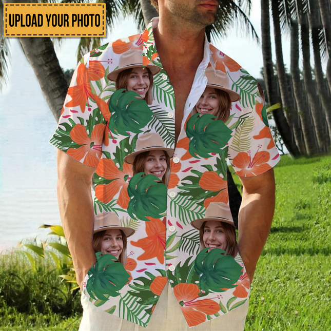 Interesting Cut Head Photo Flower Theme Summer Hawaii - Personalized Customized Hawaiian shirt