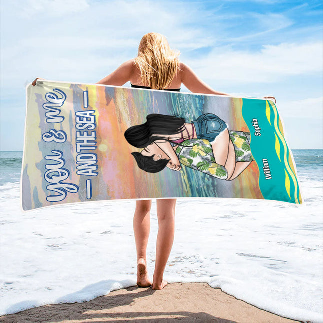 You And Me And The Sea - Beach Summer Beach Towel - Gift For Husband Wife - Gift For Couple