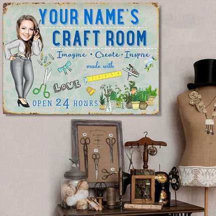 Custom Photo Craft Room Personalized Metal Sign - Gifts For Sewers - Birthday Gift Sewing Lover