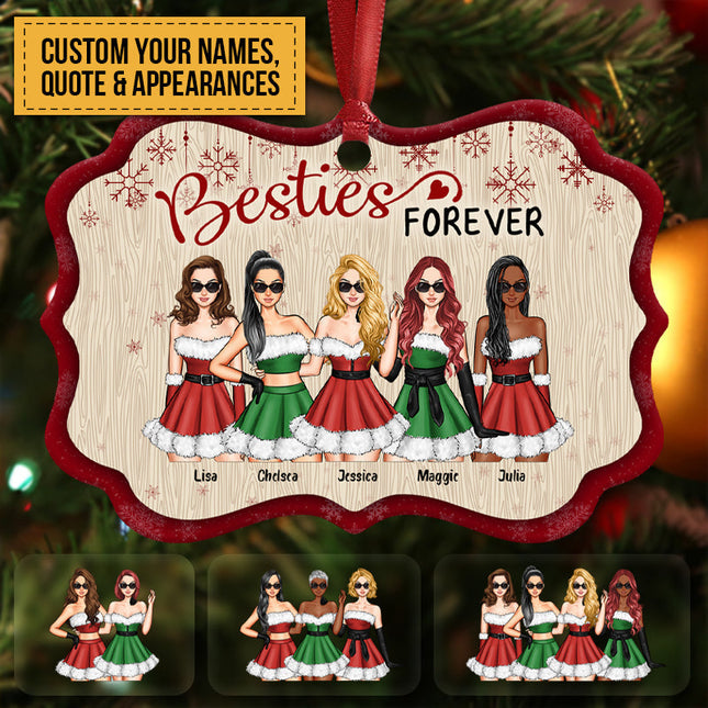 Besties Forever - Personalized Aluminum/ Wooden Ornament - Christmas, Birthday, Loving Gift For Besties, Friends, BFFs