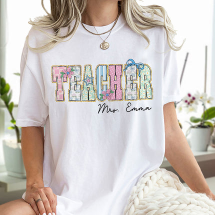 Personalized Gift For Teacher Name School Occupation Bright Shirt