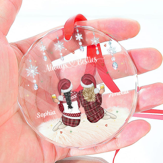 Always Besties - Personalized Glass Ornament - Gift For Bestie, Friend, Sister