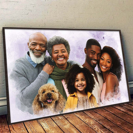 Family Portrait From Different Photos - Personalized Customized Canvas - Gift For Family Members