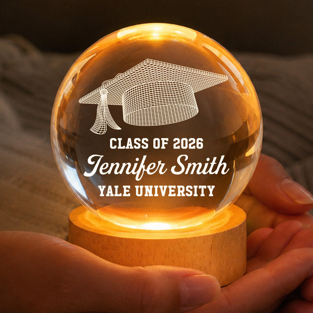 Class of Graduation Senior Cap Illusion - Personalized Crystal Ball LED Night Light -  Gift For Daughter, Son