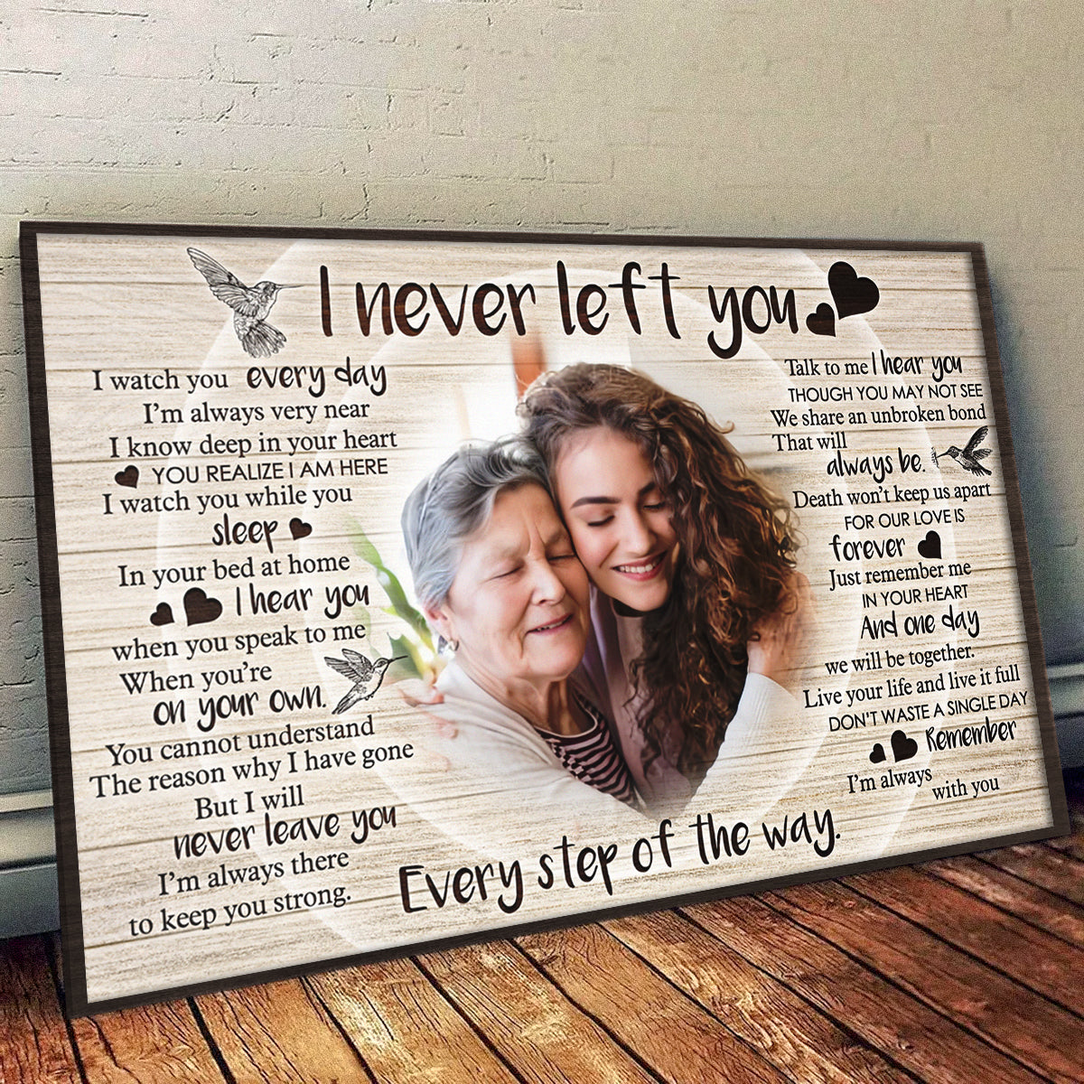Never Left You Canvas - Customize Portrait With Mother - Personalized Customized Canvas - Gift For Father