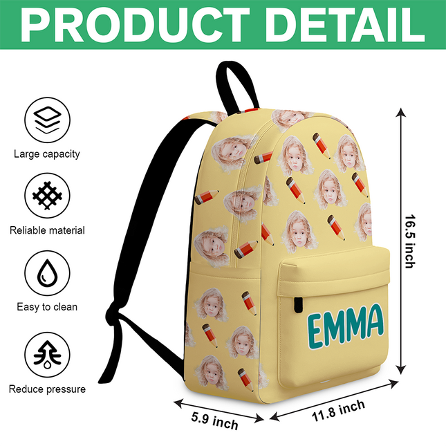 Custom Face Photo With Icon Back To School Gift For Kids