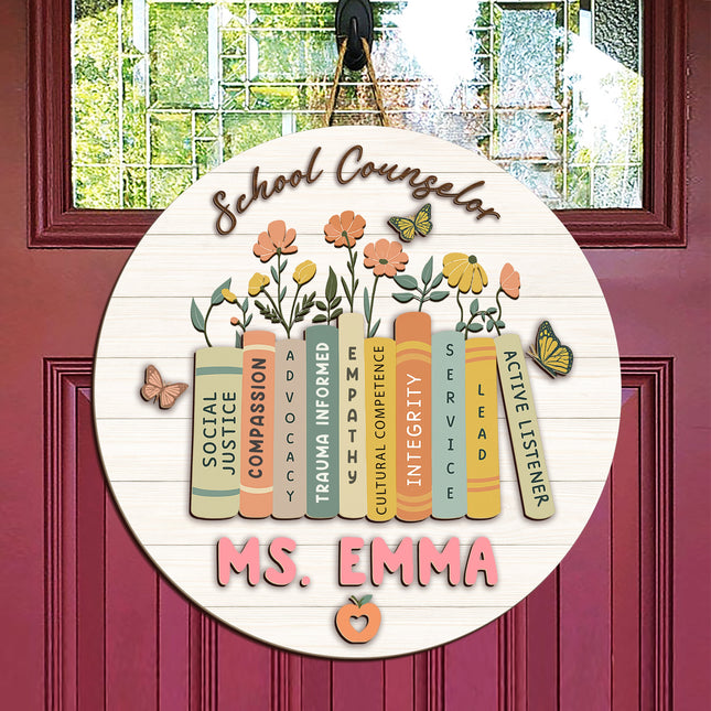 Personalized School Counselor Door Hanger Gift For Teacher