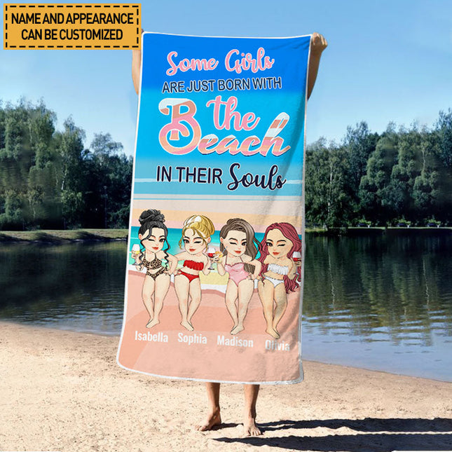 Personalized Custom Beach Towel Birthday Summer Gift For Beach Lovers, Besties, Soul Sisters, Sistas