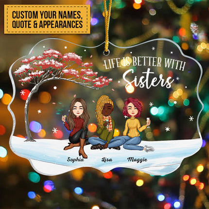Besties Forever Christmas Tree - Personalized Acrylic Ornament - Christmas Gift For Besties, Sisters, Sistas