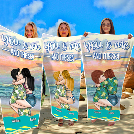 You And Me And The Sea - Beach Summer Beach Towel - Gift For Husband Wife - Gift For Couple