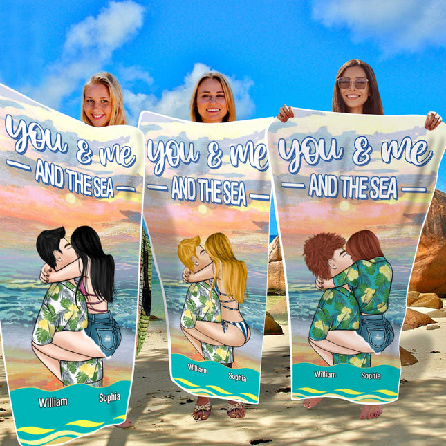 You And Me And The Sea - Beach Summer Beach Towel - Gift For Husband Wife - Gift For Couple