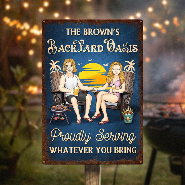 Where The Neighbors Listen To Good Music - Personalized Classic Metal Signs - Summer Gift For Couple