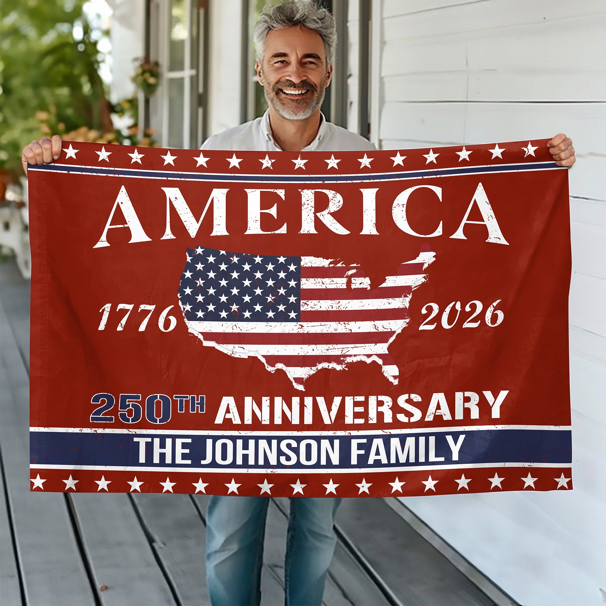 Personalized Family Name America 250th Anniversary Banner House Flag