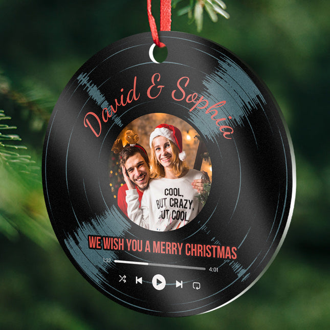 Custom Photo And Your Favorite Song - Christmas Gifts Personalized Custom Acrylic Ornament
