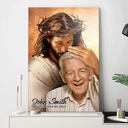 Custom Photo Portrait Safe In The Arms Of Jesus - Memorial Gift For Family Members, Grandma, Grandpa