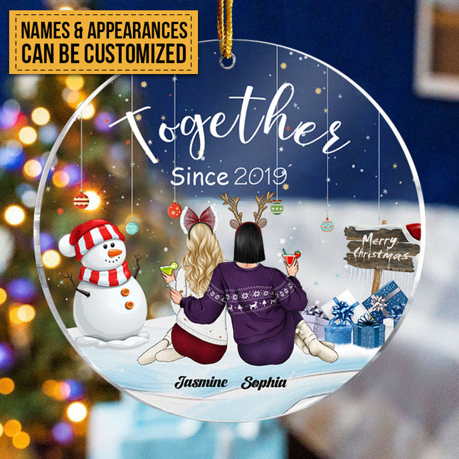 Together Since - Personalized Circle Acrylic Ornament - Christmas, Loving, Anniversary Gift For Couple, Husband, Wife