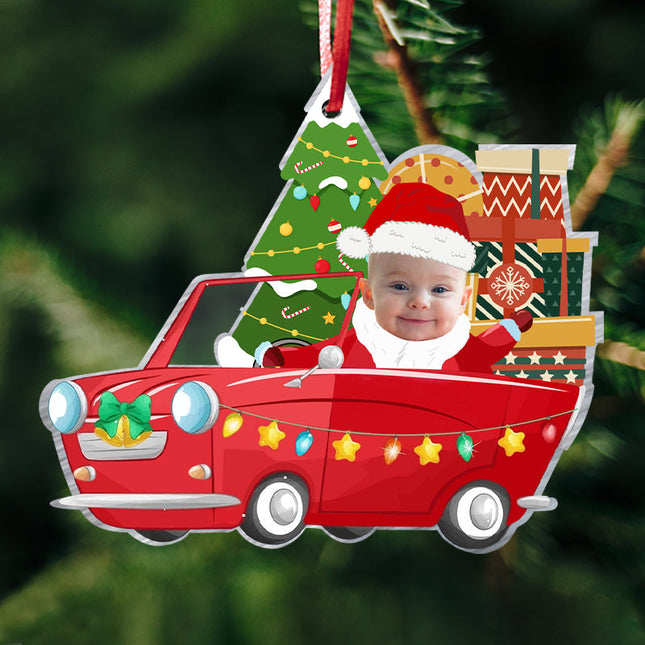 Kid Christmas Car, Personalized Acrylic Photo Ornament,  Christmas Gifts for Kids