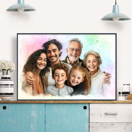 Family Portrait From Different Photos - Personalized Customized Canvas - Gift For Family Members
