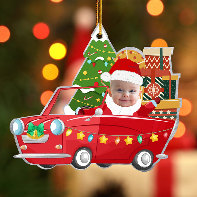 Kid Christmas Car, Personalized Acrylic Photo Ornament,  Christmas Gifts for Kids