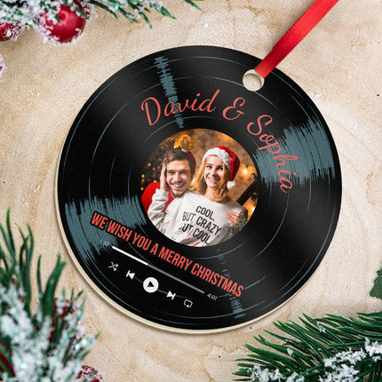 Custom Photo And Your Favorite Song - Christmas Gifts Personalized Custom Acrylic Ornament