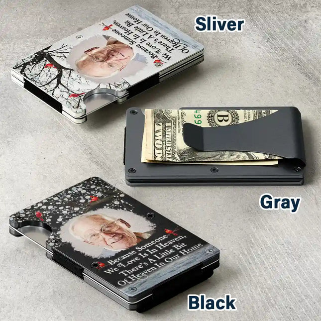 Custom Photo I Will Carry You Until I Can See You Again - Personalized Card Wallet With Money Clip