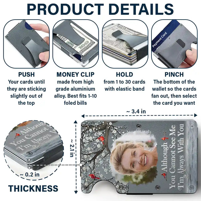 Custom Photo I Will Carry You Until I Can See You Again - Personalized Card Wallet With Money Clip