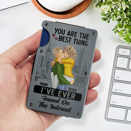 Kissing Couple Best Thing Found On The Internet - Personalized Card Wallet With Money Clip